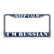 KEEP CALM, I&apos;M RUSSIAN RUSSIA Metal License Plate Frame Tag Border Two Holes   322191091210